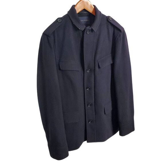 Banana Republic Other - Banana Republic Mens Sz L Coat Wool Cashmere Blend Double Pocket Military Black